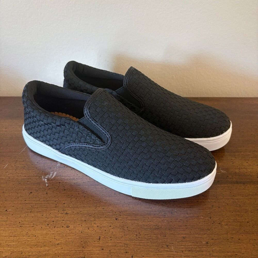Bernie Mev Verona Slip-On Woven Sneaker Loafer Black Size 7 (EU 38) NWOT
